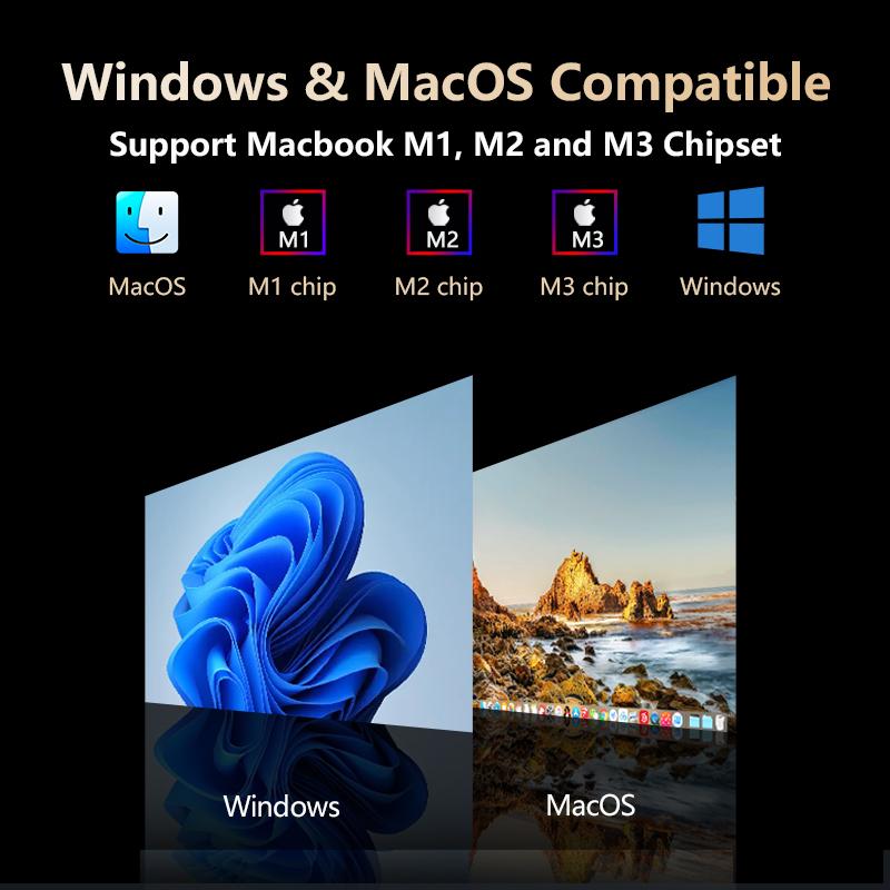 S350 Laptop Monitor Extender, 13.3" IPS Panel 1920x1200 FHD 1200P 60Hz Display, 1-Cable USB-C/USB-A External Monitor for Laptop Work, 1-Cable Easy Installation, Driver-Required First Setup, Compatible with Windows & Mac