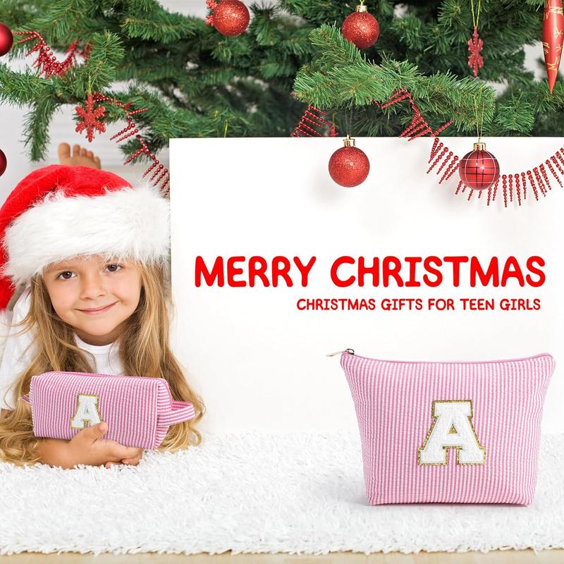 YOOLIFE Christmas Gifts for Girls | Personalized Initial Makeup Bag Pink Cosmetic Bag Travel Toiletry Bag Girlfriend Teacher Gifts 11 12 13 14 15 16 Years Old Girl Gifts Teen Girl Gifts Trendy Stuff A No Brand