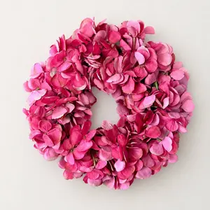 Magenta Pink Hydrangea Wreath, Handmade Mothers Day Wreath, 14" Candle Wreath, Summer Wreath, Table Candle Wreath, Hydrangea Decor Wreath
