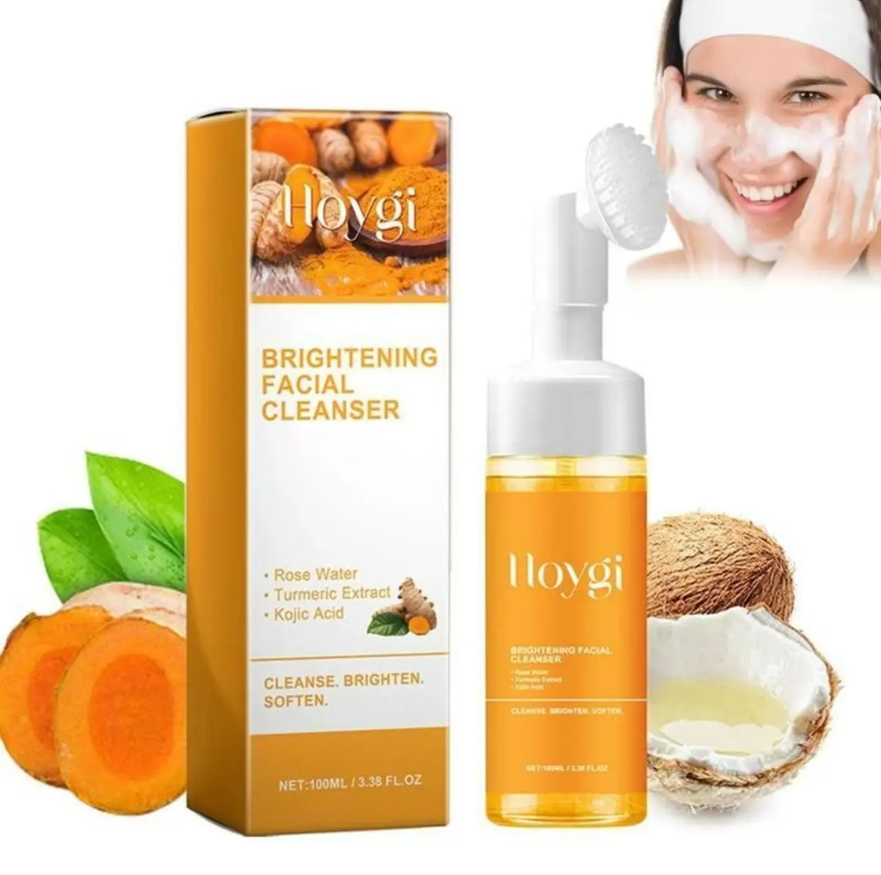 Turmeric Face Wash 2-in-1 Set Gentle Hydrating Facial Cleanser for Oily & Sensitive Skin with Moisturizing & Comfort Benefits