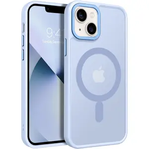 iPhone 13 Mini Phone Case, iPhone 13 Mini Case [Compatible with Magsafe] Translucent Matte Magnetic Slim Fit Shockproof Women Men Protective Cover for iPhone 13 Mini 5.4" 2021, Light Blue