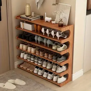 5/6-Layer Wood Grain Self-Supporting Cubic Shoe Rack organizer  , Shelf-Stable Shoe Storage, Space-Saving Home , Multi-Layer Independent Holder, Easy-to-Assemble Practical Solution for Home Supplies