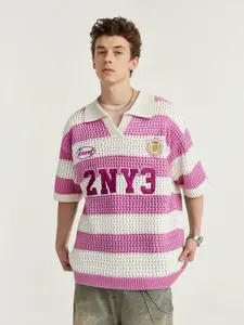 Couple Street Life Couple Y2K Colorblock Jacquard Letter Embroidered Knit Sweater, Tops For Men