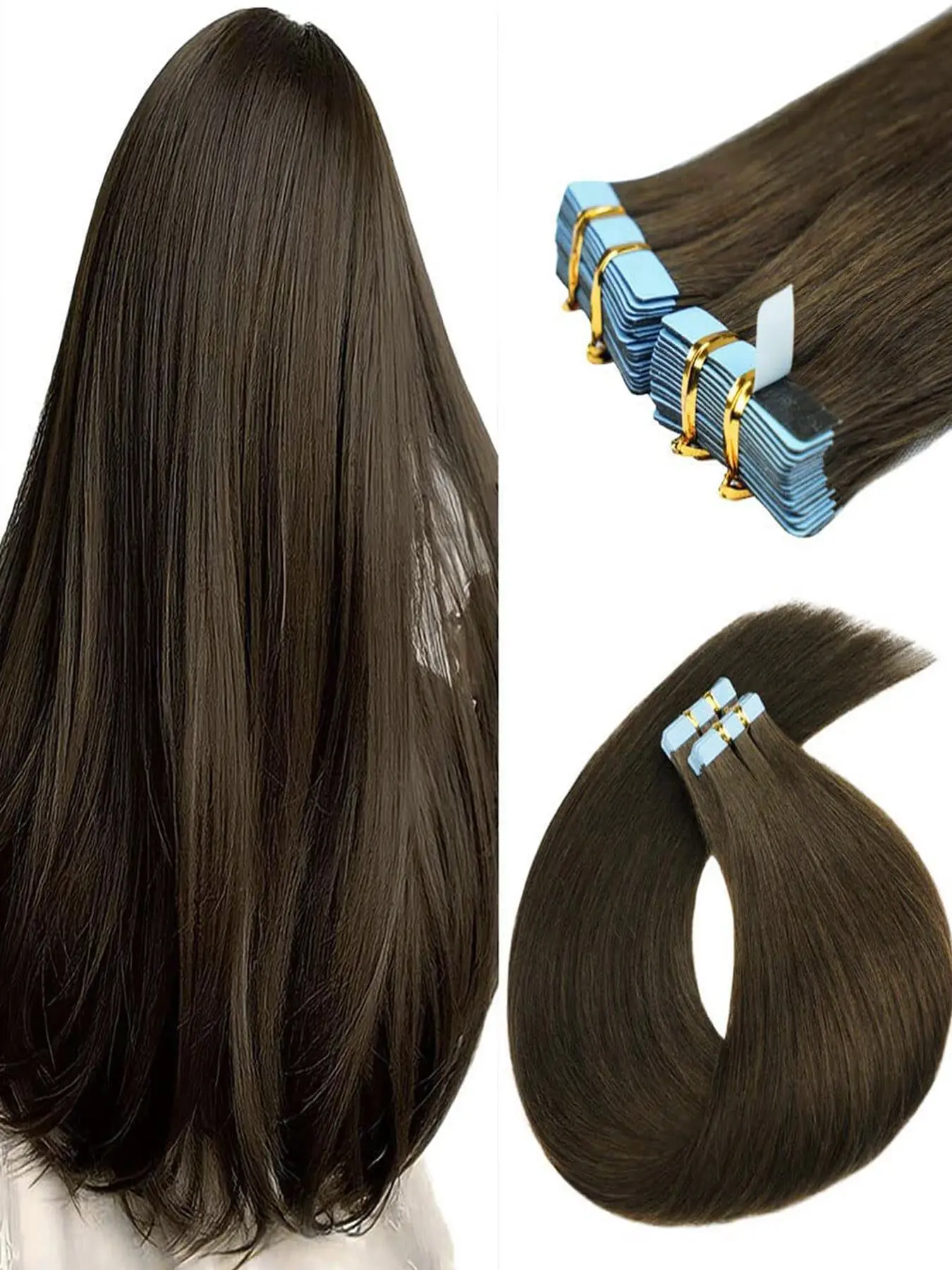 Virgin Human Hair Tape In Extensions 18 Inch Invisible Edge 50g Amazon.com : SUYYA Invisible Tape In Hair Extensions Human  main image 4