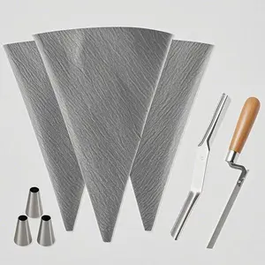 Heavy Duty Cement Sealer Bag with Metal Tip, 3 Pack Grout Bag for Tile Installation, 12" by 24" Masonry Mortar Bag, Reusable Grouting Bag, Professional Tile Grout Bag Grey (12x24 inch)