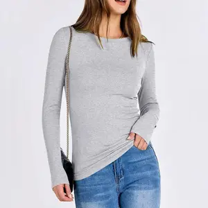 VRCOMFY Women Long Sleeve Shirts Rib Knit Slim Fit Tops Basic Tee 2025 Fall Outfits Casual T-Shirt Underscrubs Layer Clothes