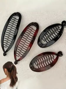 4-Piece Large Size Open Hair Clips, Amber Color & Non-Slip Stable, Suitable for Thick Long Curly Hair, Lightweight Design