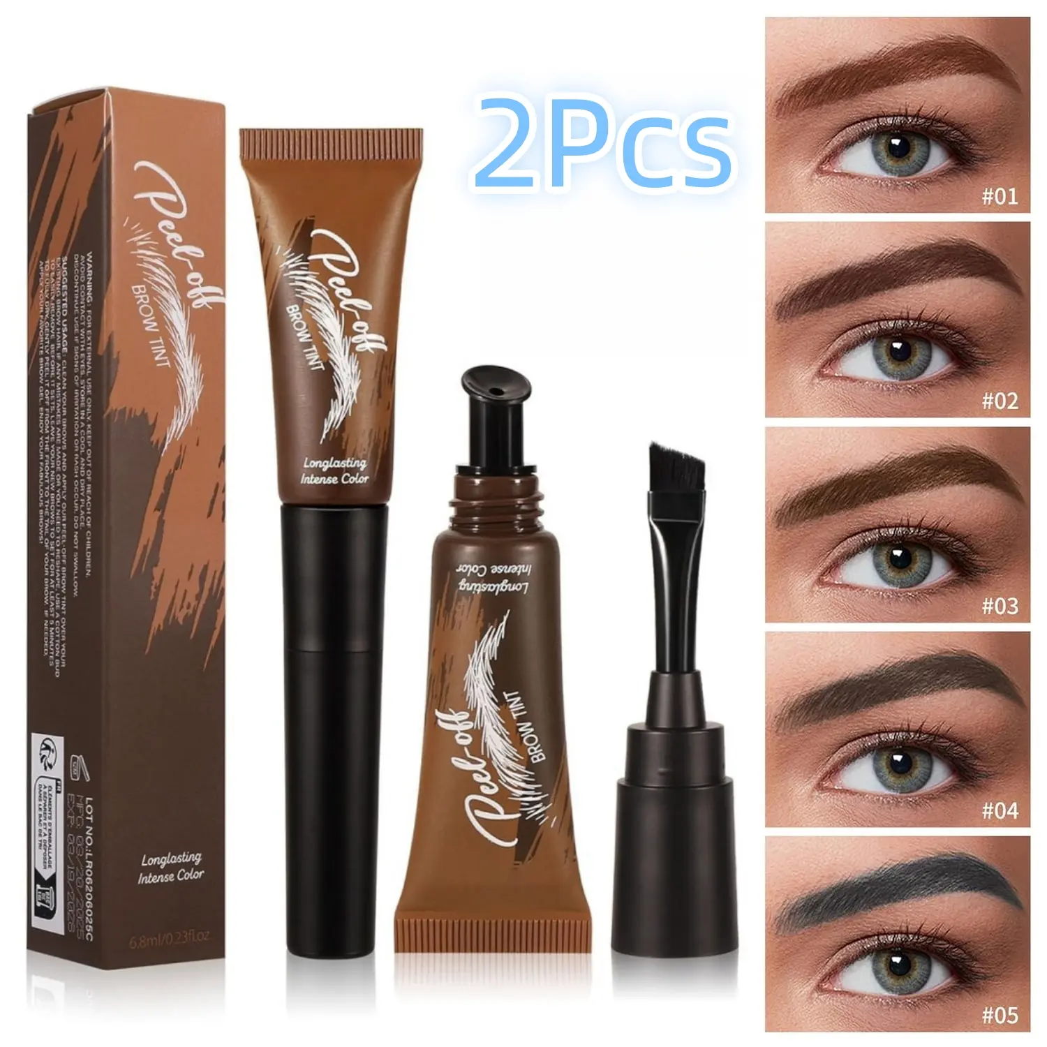 Handaiyan Women's Waterproof Eyebrow Gel Set - 2Pcs, 5-Colors, Hypoallergenic, Long-Lasting, Easy Removal, Flawless Eyeliner, Suitable for All Skin Types, Makeup Cosmetic Gift Set
