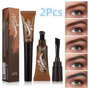 HANDAIYAN Waterproof Eyebrow Gel 2Pcs 5-Colors Easy Removal Long Lasting Makeup Kit for Women Hypoallergenic Flawless Eyeliner Gift Set All Skin Types