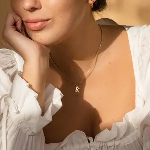Gold/Silver Initial Necklace for Women Gold Plated Dainty Letter Necklace Tiny Silver Initial Pendant Name Necklace A-Z Personalized Gift Trendy Jewelry