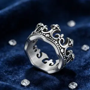 Vintage Style Crown Ring, Gothic Palace Style Stainless Steel Ring, Suitable for Daily Gatherings, Hip-hop Punk Trendy Men's Jewelry, Christmas Gifts, Birthday Gifts