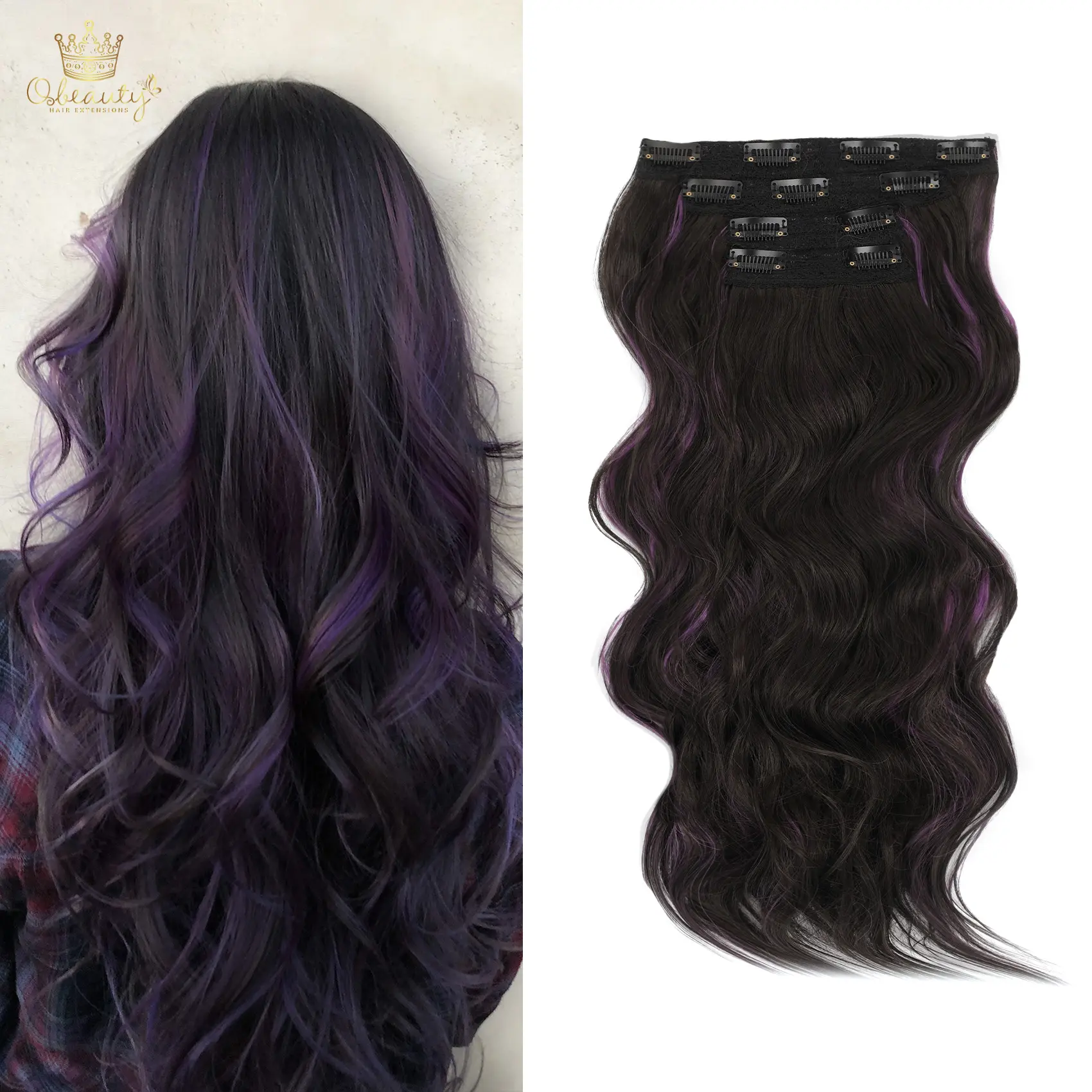 Natural Black With Purple Highlights