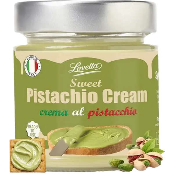 Lovetta Luxury Italian Pistachio Cream 200g Smooth Velvety Texture Made in Italy Premium Quality