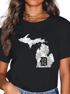 100% Cotton Detroit Michigan - Motor City, Midwest “D” Mitten T-Shirt
