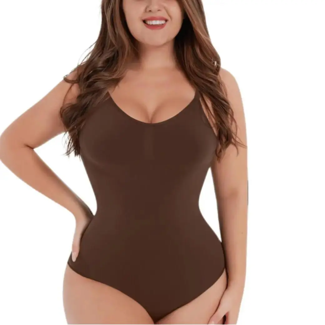 Seamless Scultp Covered Bust Jumpsuit Thong Bodysuit Fabric Nylon