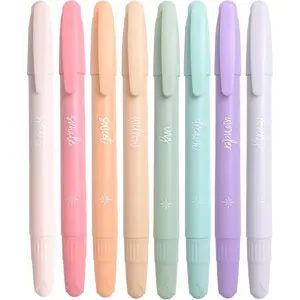 - Happiness - Gel Highlighters - No Bleed -  - Planner - School - Smooth - Journaling - Color Coding - 8 Pack - No Dry Out - Twist Up - Aesthetic Colors