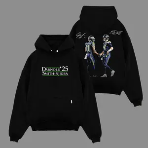 Sam Darnold & Jaxon Smith-Njigba 25 For The 12s Cotton Hoodie Sweatshirt T-Shirt (Made In US), JSN Seahawk$ Fans Outfit, The 12th Man Game Day Outfits, Gift For Football Fans, Football Graphic Hoodie