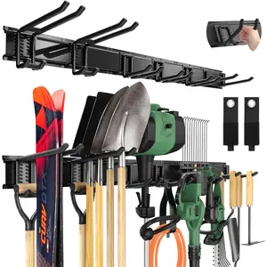 49.5"Garage Tool Organizer Wall Mount 500lbs Garden Tool Organizer for Garage with Adjustable Hooks,Heavy Duty Yard Tool Storage Rack, Anti-Rust Shed Rack Holder Hanging Rake Broom Mower Snowboard
