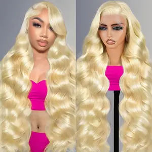 613 13x6 Lace Front Wig Human Hair 200 Density Blonde Wig Human Hair Body Wave Lace Front Wigs Pre Plucked 613 HD Lace Frontal Wigs 13x6 Body Wave With Baby Hair for Women