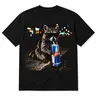 Women's Fitted Cotton Casual Round Neck Short-Sleeve Printed T-Shirt - Cool Raccoon Graphic, Chaotic Energy Animal Lover Apparel, Retro Drink Tee, Vintage Meme Design, Do Not Iron, Graphic Tees, Shirts for Women