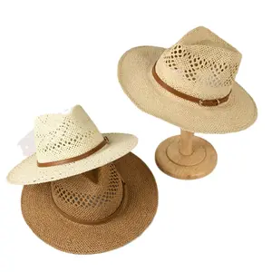 Breathable Wide Brim Straw Fedora Hat for Women Men Summer Sun Protection Beach Hat