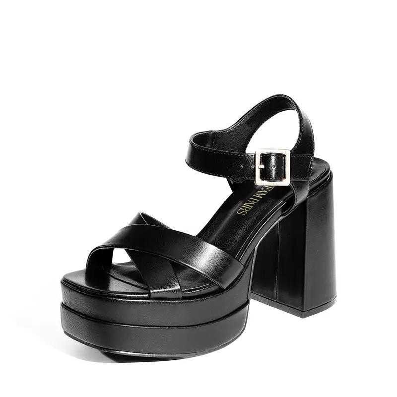 Dream Pairs Women's Strappy Heeled Sandals, Square Toe Chunky Platform with Cushioned Footbed for Parties and Casual Walking, Walking Shoes