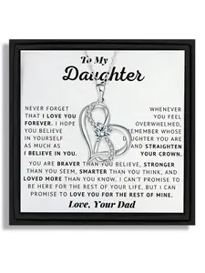 1 piece infinity heart pendant necklace gift from dad to daughter for Valentine's Day and birthday with blessing card and box Love Heart Necklace