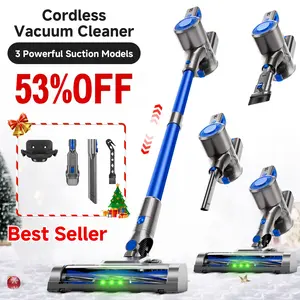 BSNAW Cordless Vacuum Cleaner 6-in-1 Stick Design Upgraded Green LED Anti-tangle Brush Removable Battery for Carpets Pet Hair Hardwood Floors Ultra-Lightweight