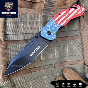 8.5" Tactical Flag Pocket Knife Outdoor Camping Hunting Folding Knife Durable 3cr13 EDC Folding Knife Compact, Razor Sharp Edge, Versatile