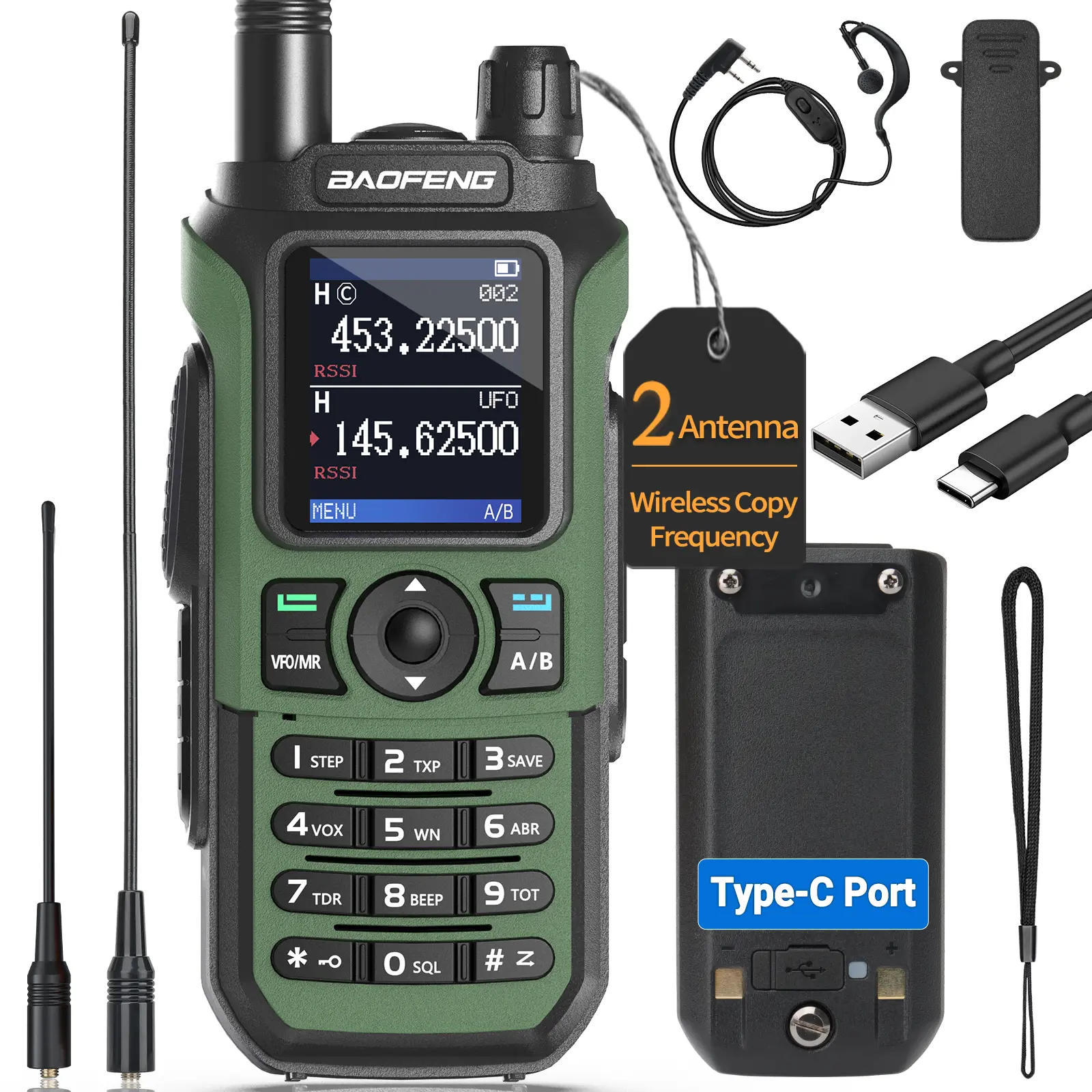 Baofeng UV-21R Portable Handheld Emergency Ham Radio Survival Walkie Talkie with 771 High Gain Antenna, NOAA Weather Alert, VOX, 999 Channels, Charging Function, Water-Resistant for Disaster & Outdoor Use
