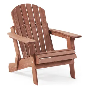 ARCH Oversize Wooden Outdoor Folding Adirondack Chair with Pre-Assembled BackRest & SeatBoard, Wood Patio Chair for Garden Backyard Porch Pool Deck Firepit