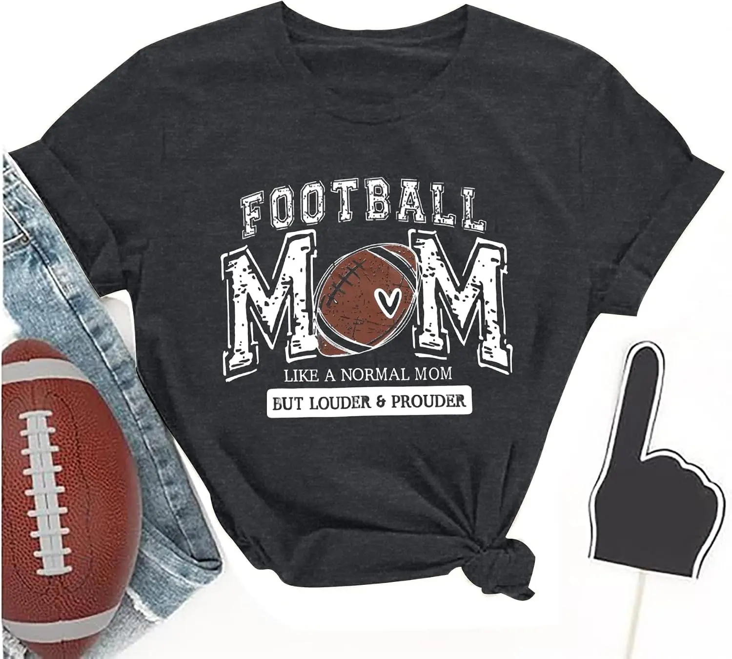 Funny Football Mom Shirt Women's Game Day Tee Casual Short Sleeve Football Season Top(Gift)