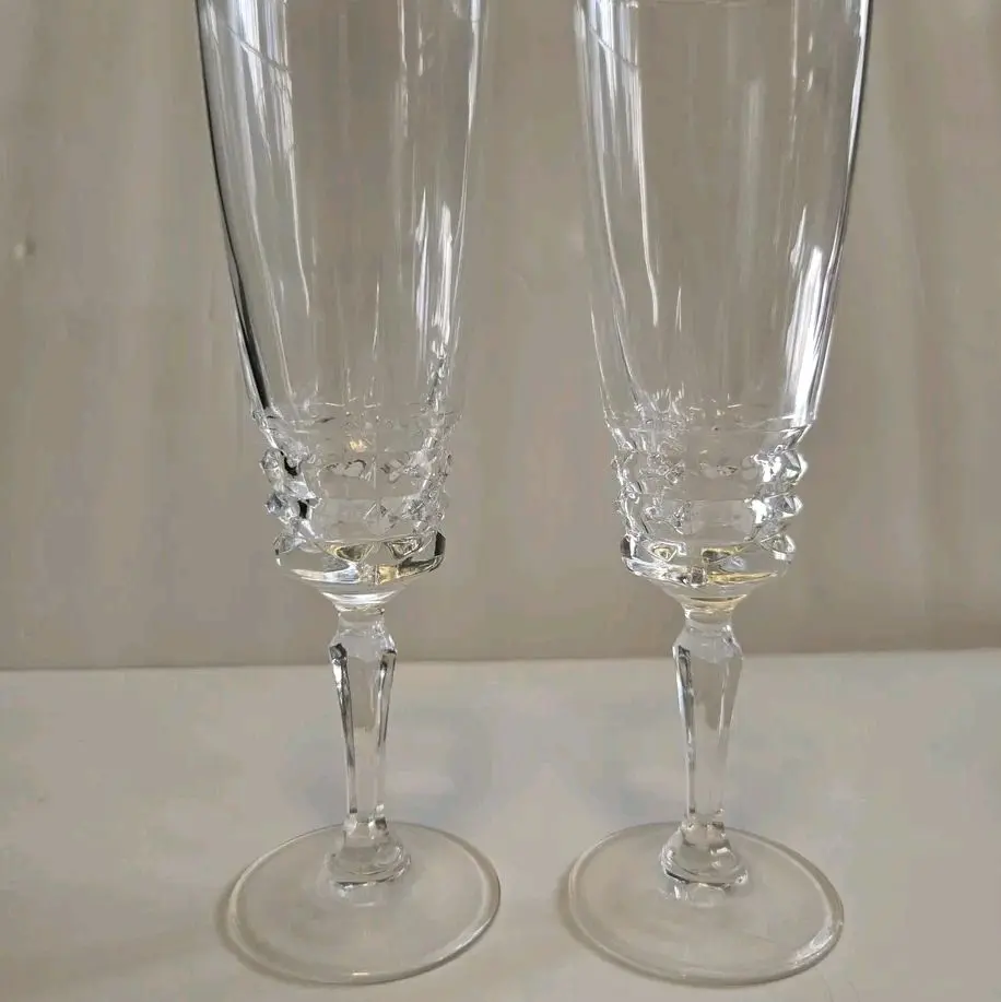 Set of 2 Crystal Champagne Glasses, Wedding Celebrate Party