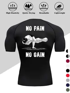 Men's Dragon Print Compression T-Shirt, Quick-Dry Breathable Stretch Fabric, Tight-Fitting Short Sleeve Top, Fitness Training Top for Fitness and Outdoor Activities