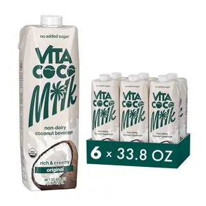 Vita Coco Original Organic Coconut Milk, Plant Based, Dairy Free Milk Alternative - Gluten Free, Soy Free, and Unsweetened, No Added Sugar - Perfect Add to Cereal, Smoothies, Desserts - 33.8 Ounce (Pack of 6)