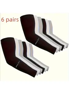 6 Pairs Unisex Cooling Arm Sleeves, Nylon Blend Compression Arm Covers, Ideal for Outdoor Sports, Golf, Cycling, Fishing, Hiking, Sun Protection