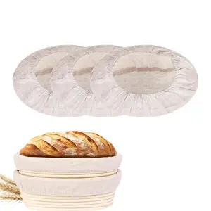 3pcs Linen Oval Bread Basket Lining, Linen Dough Fermentation Cloth, Ideal for Baking, Durable and Breathable Material, Bakeware, Baking Utensils