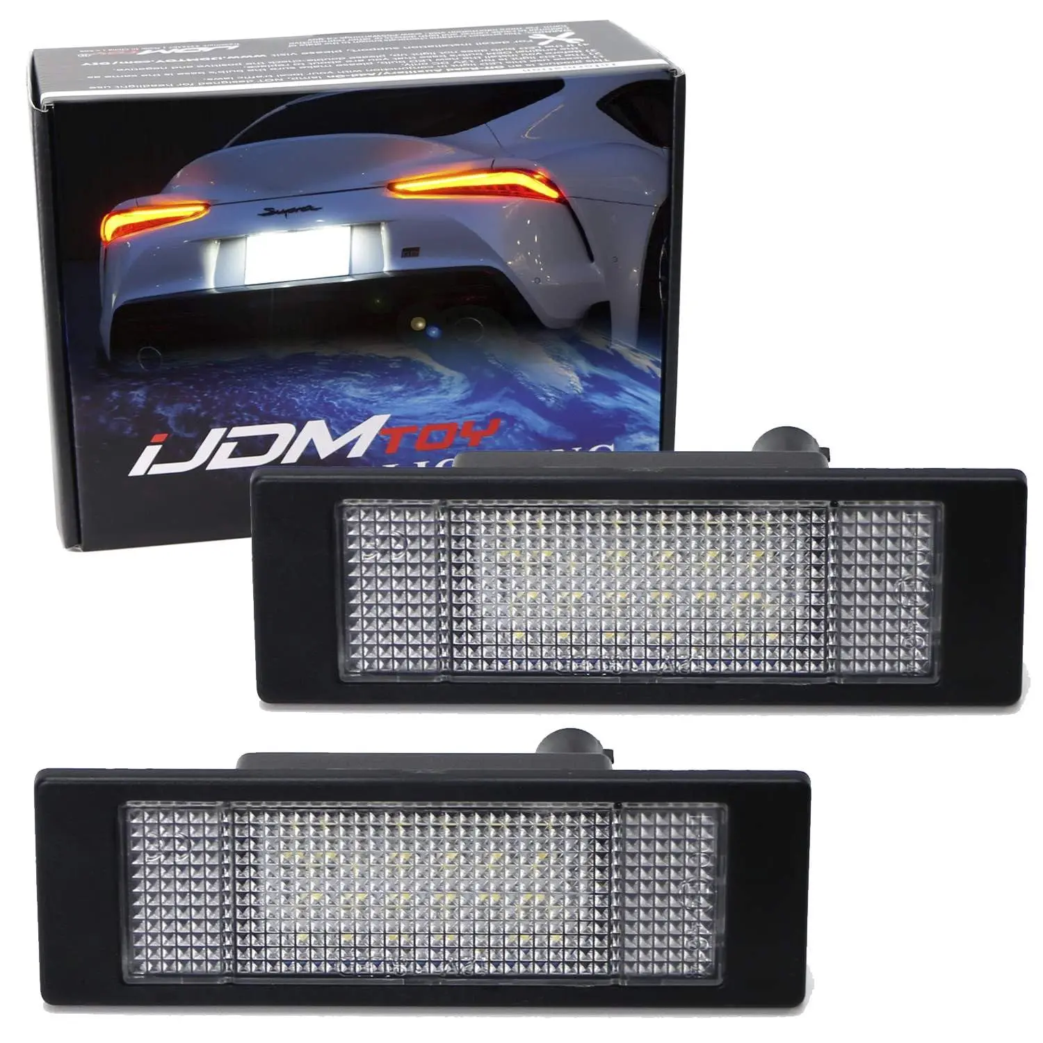 iJDMTOY 3W Full LED License Plate Light Kit For 2020-up Toyota GR Supra, Powered by 18-SMD Xenon White LED & Can-bus Error Free