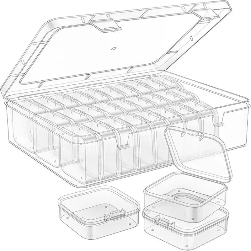 Desktop Clear Storage Box - Compact Dustproof Storage Bins Home Organizers Multi Grids Organizer with Divided Compartments for Home Storage Supplies, Jewelry, Beads & Accessories - Sealed PP Container Storage Organizer Unit Plastic Storage Boxes