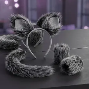 Costume Set, 4 Pieces, Halloween Party Accessories, Party Photo Prop, Wolf Ears Hairband, Claw Pads, Cute Cartoon Headwear, Birthday Gift