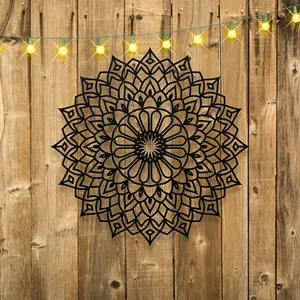 Bohemian Metal Wall Art, Complex Floral & Star Mandala Design, Easy-To-Hang Living Room Decor, Classic Style Home Decoration, Artistic, Geometric Pattern Design