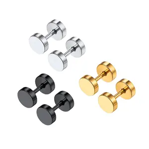PROSTEEL Round Stud Earring Set Stainless Steel Small Disk Studs Circle Disc Simple Earrings Jewelry Unisex For Men Women with Gift Box