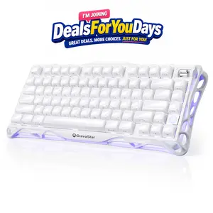 [New ARRIVAL]GravaStar Mercury K1 - Opaline White 75% White Wireless Creamy Keyboard, Aluminum Alloy Exoskeleton Design Mechanical Gaming Keyboard, Gasket Hot-Swap Socket, Linear Switches, RGB Backlit summerwins DealsForYouDays