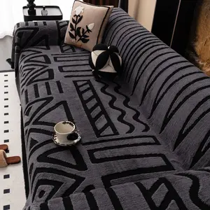 1pc Sofa Cover Bohemian Style Plush Sofa Throw Blanket, Geometric Patterns, Pet Friendly, Decorative Sofa Cover, Ideal for Winter Decor, Fits One to Four Seater Sofas, Washable Sofa Slipcover, Sofa Couch Covers