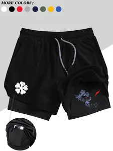 Men's Belief Conquers Fear Printed Gym Shorts, Soft Stretch Shorts, Workout Shorts, Sports Yoga Shorts, Stretch Knitted Fabric, Perfect for Running Training Yoga Outdoor Activities, Sporty Casual Style