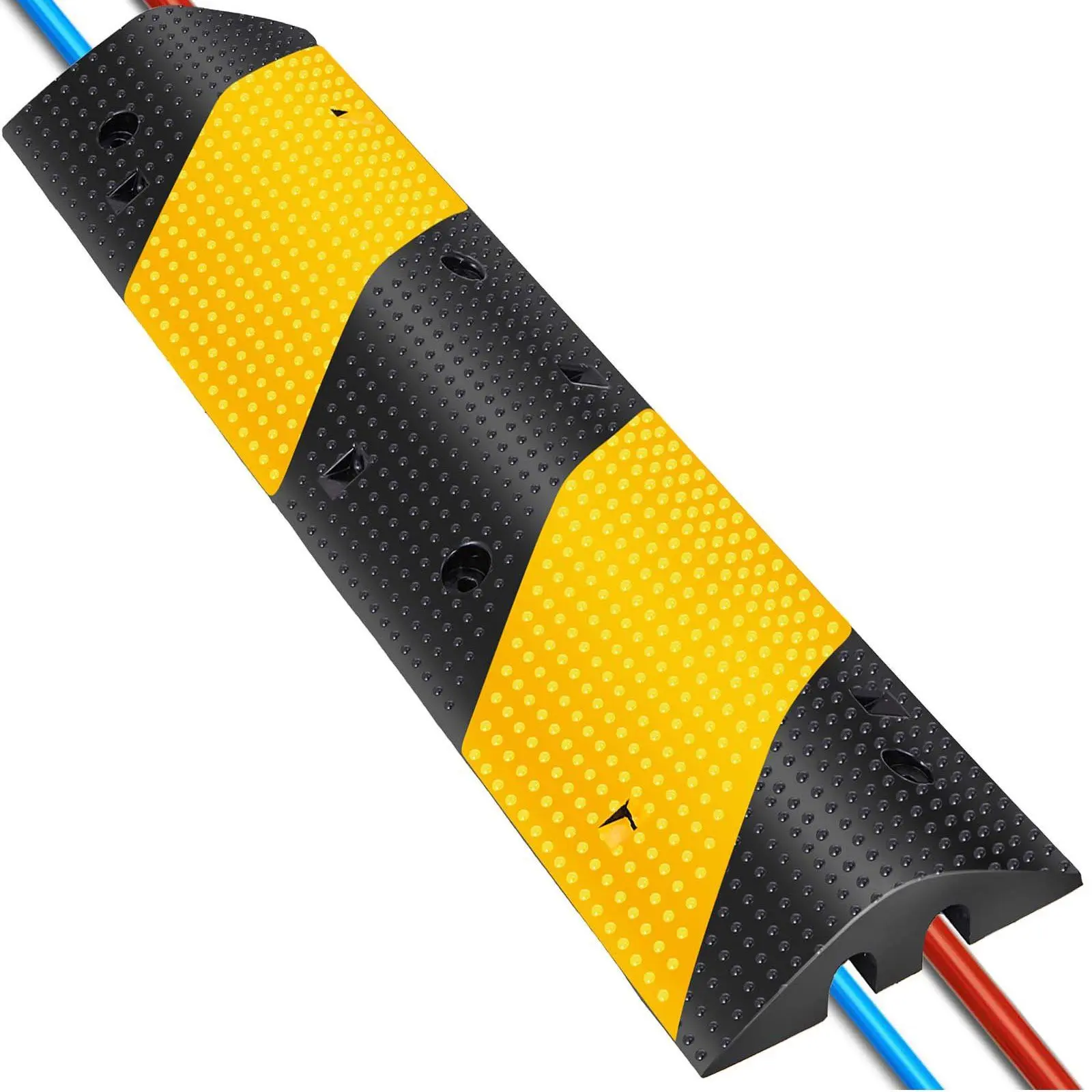 VEVOR 2 Channel Rubber Speed Bump Electric Modular Rubber Traffic Driveway Curb Ramp