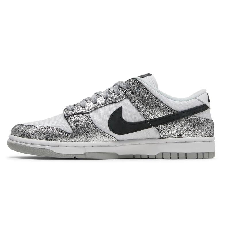 Nike Dunk Low Golden Gals Metallic Silver Women's Shoes DO5882-001 Authentic Comfortable Casual Wear Fashion Black Glitter Unisex Shoe