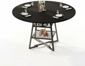 42 InchRound High Top Dining Table Set for 4: Circle Kitchen Table with Built-in Storage