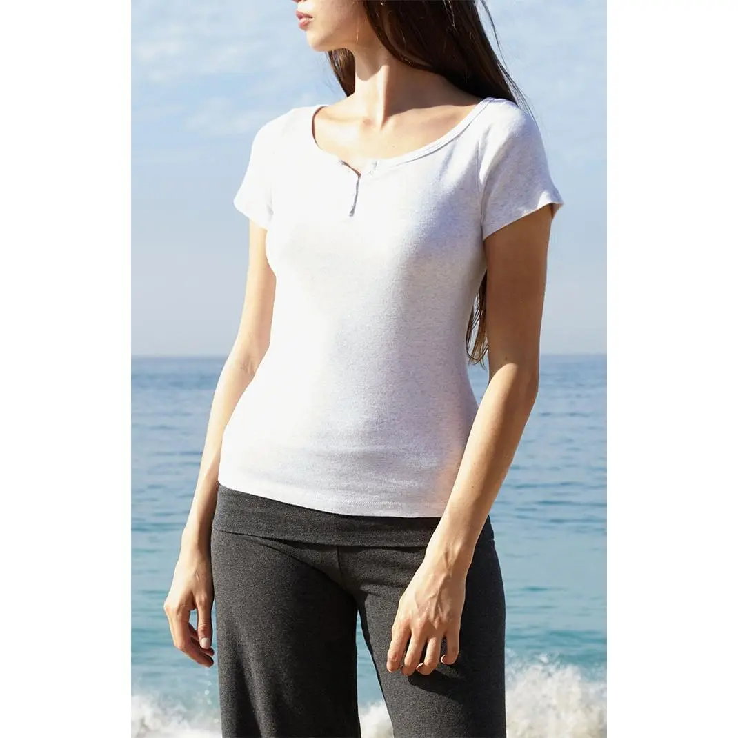 John Galt Women's Light Gray Zelly Short Sleeve Top