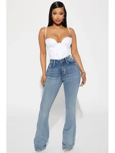 Gemma Sculpting Stretch Flare Jeans - Vintage Wash, Petite 31" Inseam, Regular 34" Inseam, Tall 37" Inseam, Medium Stretch, Dart Shaping Detail, 5 Pocket, 11" High Rise